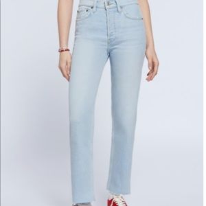 Re/Done Comfort Stretch High Rise Stove Pipe - Icy Blue 
27 / Icy Blue